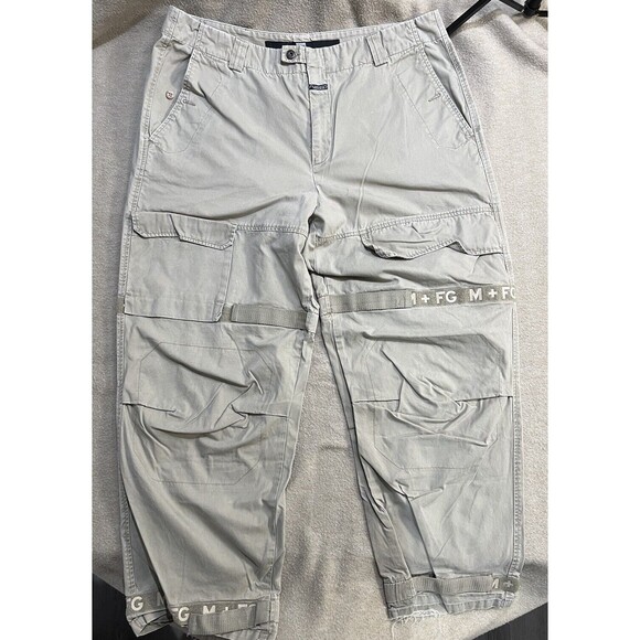 Marithe Francois Girbaud Cargo Pants Mens Size 42 Beige Adjustable Straps Y2K - Picture 1 of 16